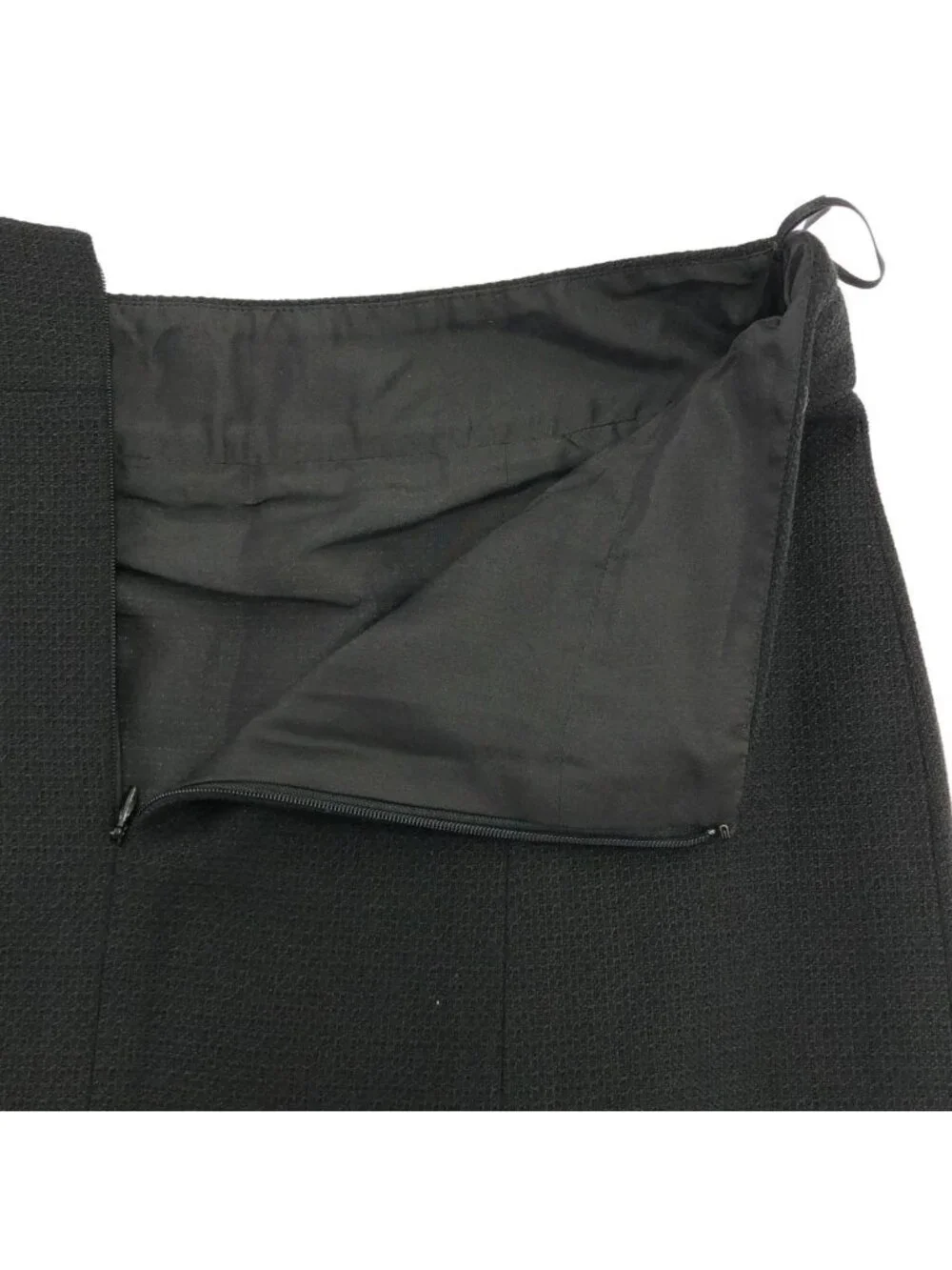 Chanel CC Logo Wool Silk Skirt Black 36